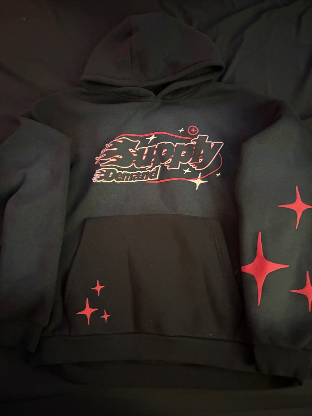 Supply & Demand Black Hoodie with Red Graphic